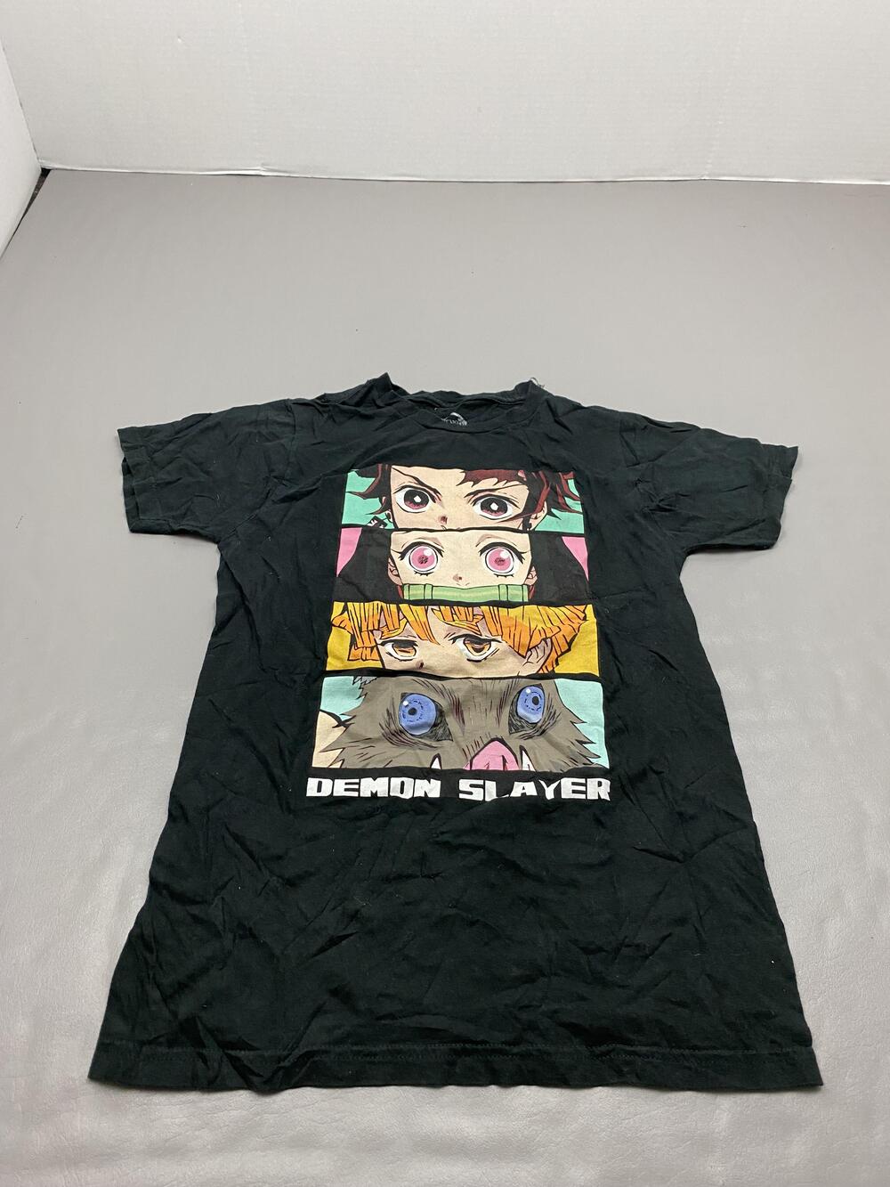 Demon Slayer Shirt Mens S Black Anime Graphic Crew Neck Cotton Jersey Tee